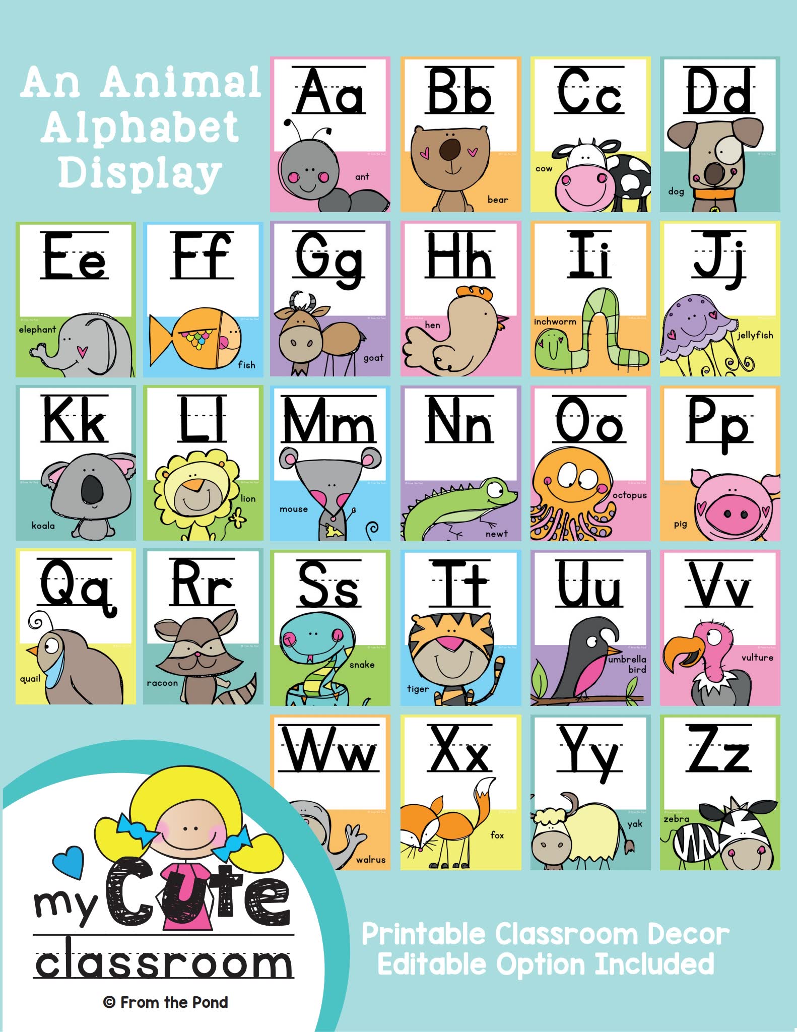 《An Animal Alphabet Disply》31页动物字母单词海报